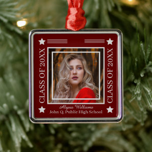 Ornamento De Metal Vermelho Dk Fotográfico   Classe prateada de gradu