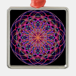 Ornamento De Metal Vermelho rosa Negro Caleidoscópio Mandala Art