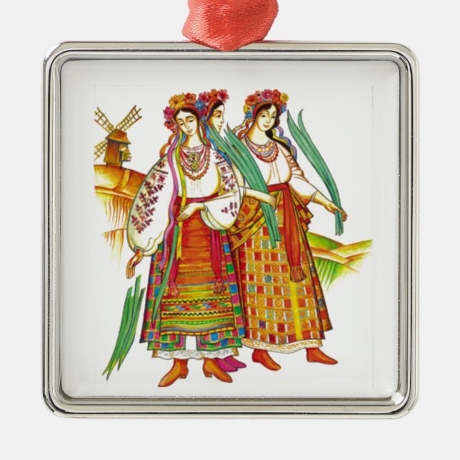 Ornamento De Metal Vestido ucraniano tradicional de Kyivschyna (Frente)