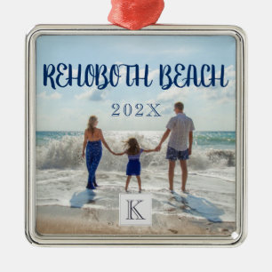 Ornamento De Metal Viagem Souvenir da Família Rehoboth Beach Monogram