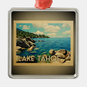 Ornamento De Metal Viagens vintage do Lago Tahoe Ornament