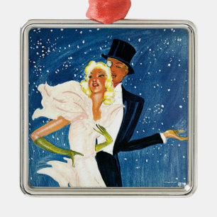 Ornamento De Metal Viagens vintage, inverno romance do amor em Monte