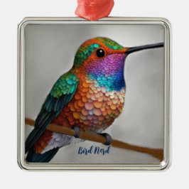 Ornamento De Metal Vibrant Allen’s Hummingbird Painting