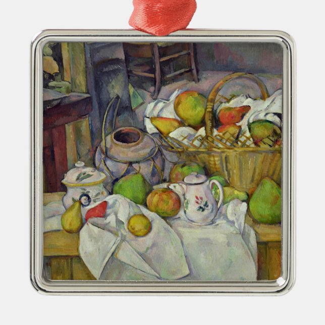 Ornamento De Metal Vida de Paul Cezanne | ainda com cesta, 1888-90 (Frente)
