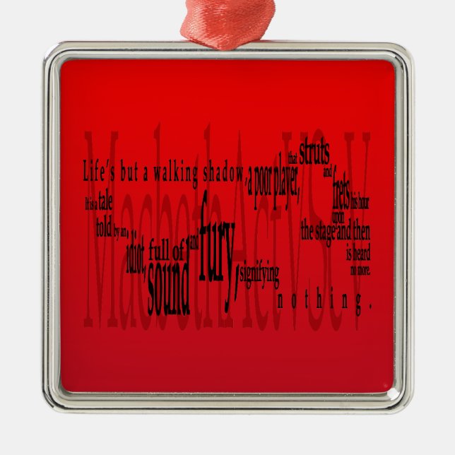 Ornamento De Metal "Vida mas uma sombra de passeio" Macbeth (Frente)