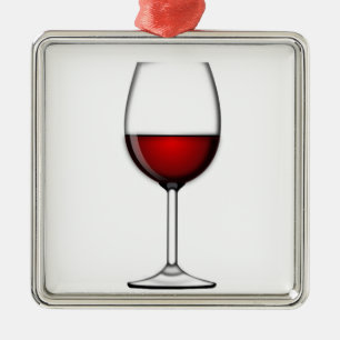 ORNAMENTO DE METAL VIDRO DE VINHO VERMELHO