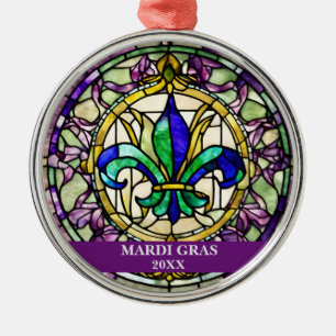 Ornamento De Metal Vidro falso personalizado manchado Flor de Mardi G