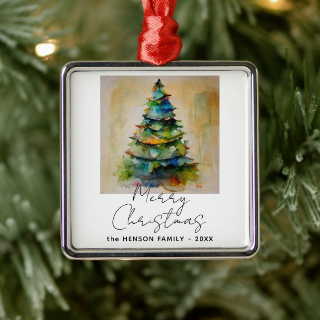 Ornamento De Metal Vidro Festivo Árvore de Natal Desenho Artístico (Árvore)