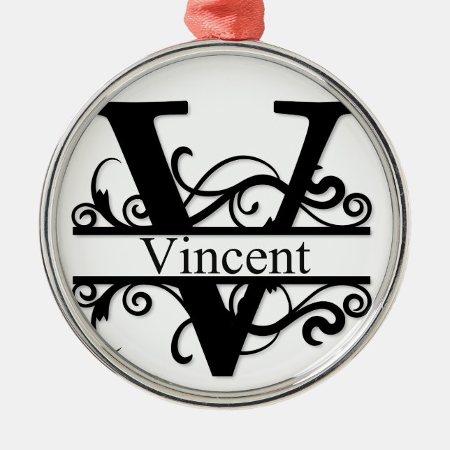 Ornamento De Metal Vincent V Monograma (Frente)