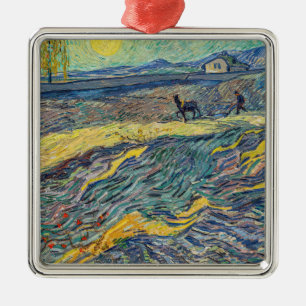 Ornamento De Metal Vincent van Gogh - Campo com Agricultores a Lavar