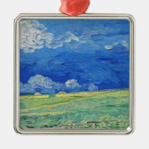 Ornamento De Metal Vincent van Gogh - Campos de rodas sob as nuvens d
