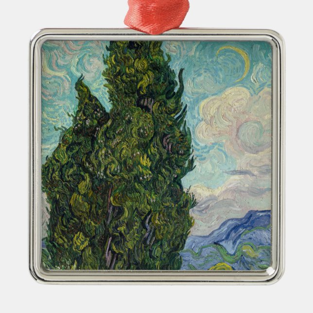 Ornamento De Metal Vincent van Gogh - Cyprestes (Frente)