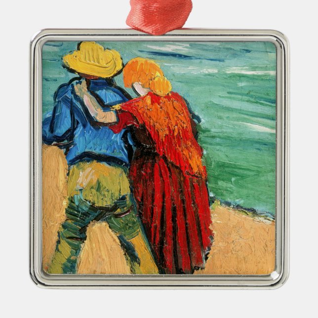 Ornamento De Metal Vincent van Gogh - Dois Amantes (Frente)