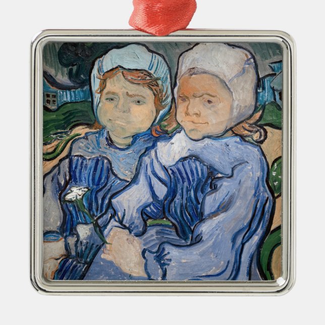 Ornamento De Metal Vincent van Gogh - Duas Meninas (Frente)