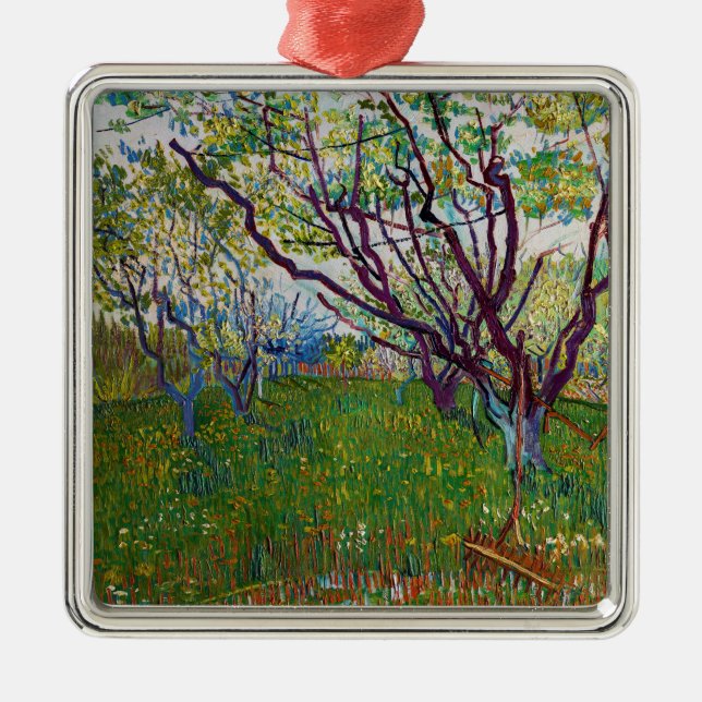 Ornamento De Metal Vincent van Gogh - O Pomar Flor (Frente)