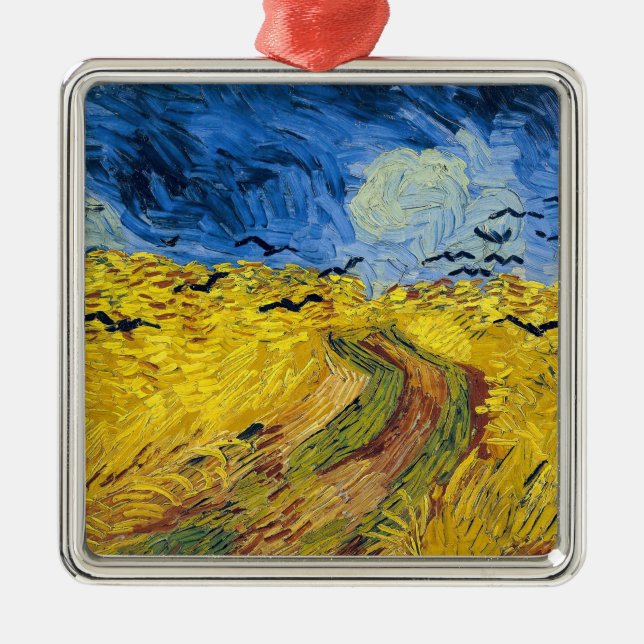 Ornamento De Metal Vincent van Gogh - Wheatfield com Crows (Frente)