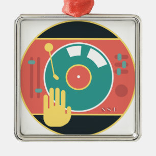 Ornamento De Metal Vinil-registro-jogador-mão-risco