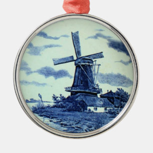 Ornamento De Metal Vintage Antique Delft Blue Azulejo - Moinho