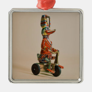Ornamento De Metal Vintage Antique Toy Duck em Bike