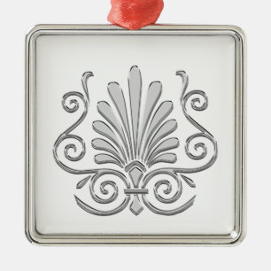 Ornamento De Metal Vintage Art Deco Silver Plume Árabe