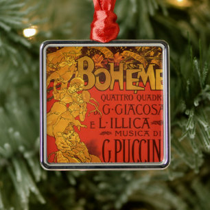 Ornamento De Metal Vintage Art Nouveau Music, La Boheme Opera, 1896