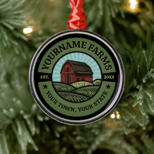 Ornamento De Metal Vintage Barn ADD NAME País Fazendas Culturas Agríc