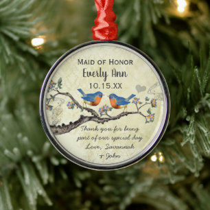 Ornamento De Metal Vintage Bluebird Madrinha de casamento Ornaments