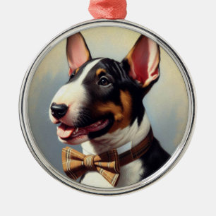 Ornamento De Metal Vintage Bull Terrier Painting Retrato
