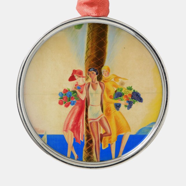 Ornamento De Metal Vintage Cannes Viagem francês (Frente)