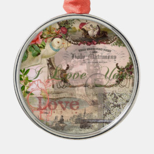 Ornamento De Metal Vintage Casamento Antiquado de Casamento Elegante