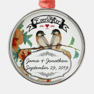 Ornamento De Metal Vintage Cherry Blossom Love Bird Peach