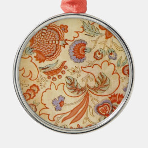 Ornamento De Metal Vintage Coral Pattern Floral Paisley