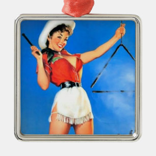 Ornamento De Metal Vintage Cowgirl