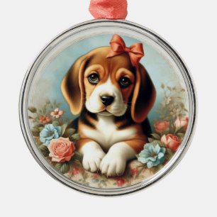 Ornamento De Metal Vintage Cute Beagle Puppy