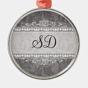 Ornamento De Metal Vintage Damask Elegant Impressão