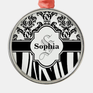 Ornamento De Metal Vintage Damask Legal Zebra Stripes