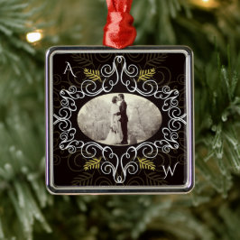 Ornamento De Metal Vintage Dourado Deco Frame Festivo Foliage Foto Ch