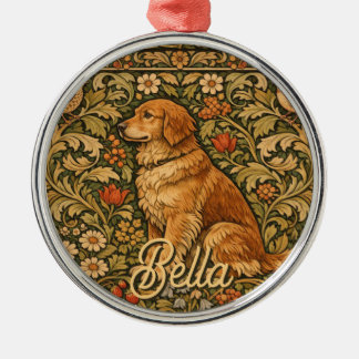 Ornamento De Metal Vintage elegant Golden Retriever boho painting 