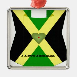 Ornamento De Metal Vintage Eu Amo Jamaica: Bandeira do Patrimônio Cul