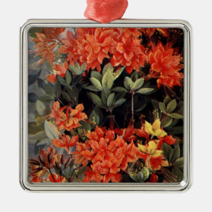 Ornamento De Metal Vintage Flame Azalea Red Flowers Jardim Floral
