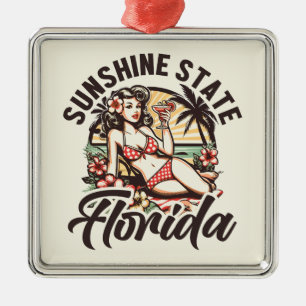 Ornamento De Metal Vintage Florida Pinup