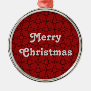 Ornamento De Metal Vintage Funk Premium Round Ornament, Vermelho escu