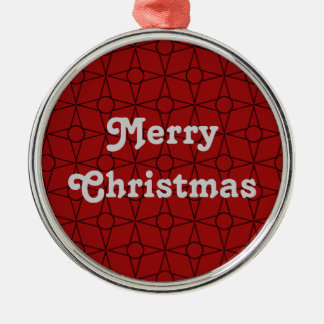Ornamento De Metal Vintage Funk Premium Round Ornament, Vermelho escu