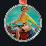 Ornamento De Metal Vintage Gal<br><div class="desc">Uma imagem vintage será reproduzida num ornamento só para você.</div>