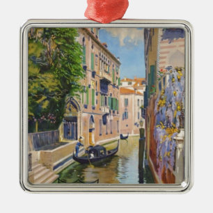 Ornamento De Metal Vintage Grande Canal Gondolas Veneice Itália Viage