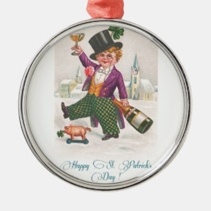 Ornamento De Metal Vintage Happy Dia de São Patrício Shamrock Champag