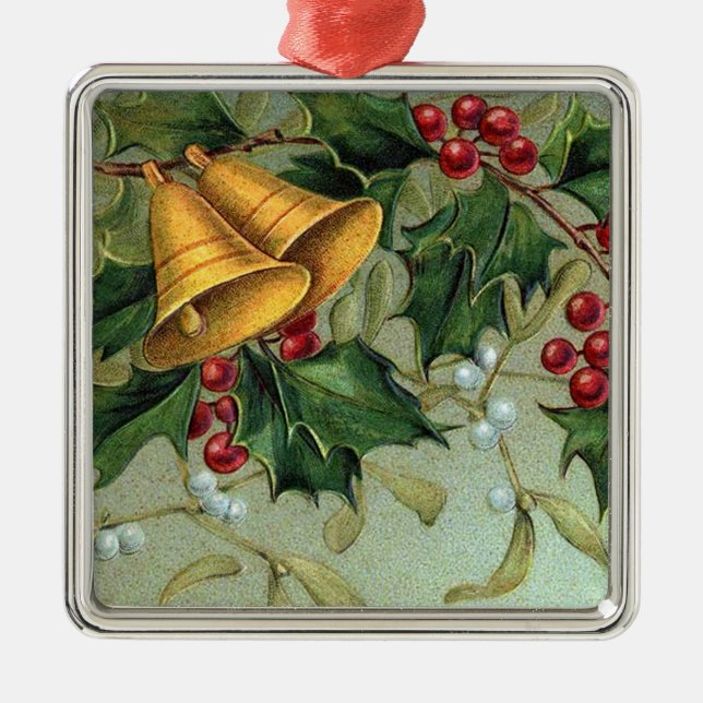 Ornamento De Metal Vintage Holly Berries (Frente)