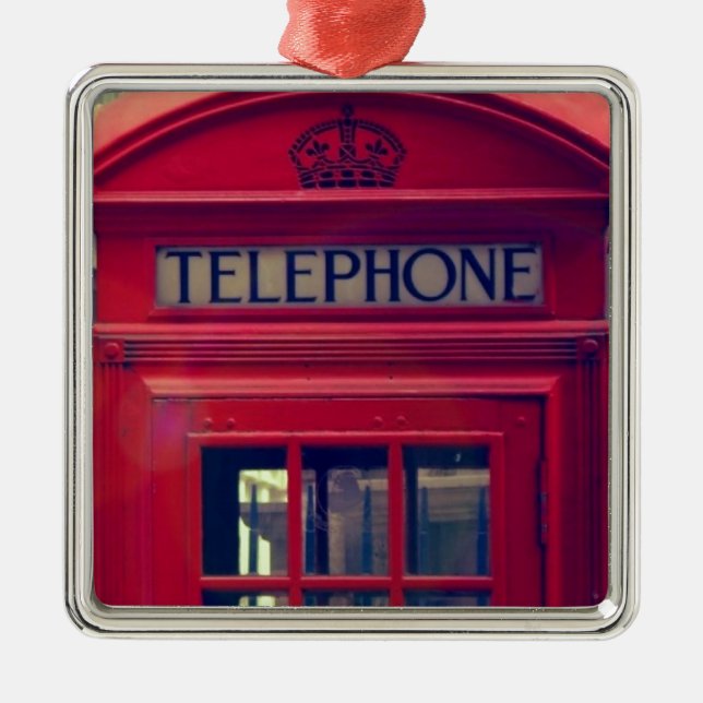 Ornamento De Metal Vintage London City Red Public Telephone Booth (Frente)