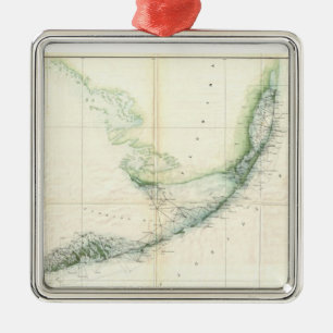 Ornamento De Metal Vintage Map of The Florida Keys (1859)