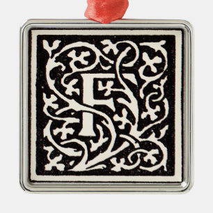 Ornamento De Metal Vintage Monograma F Art Nouveau - Letra